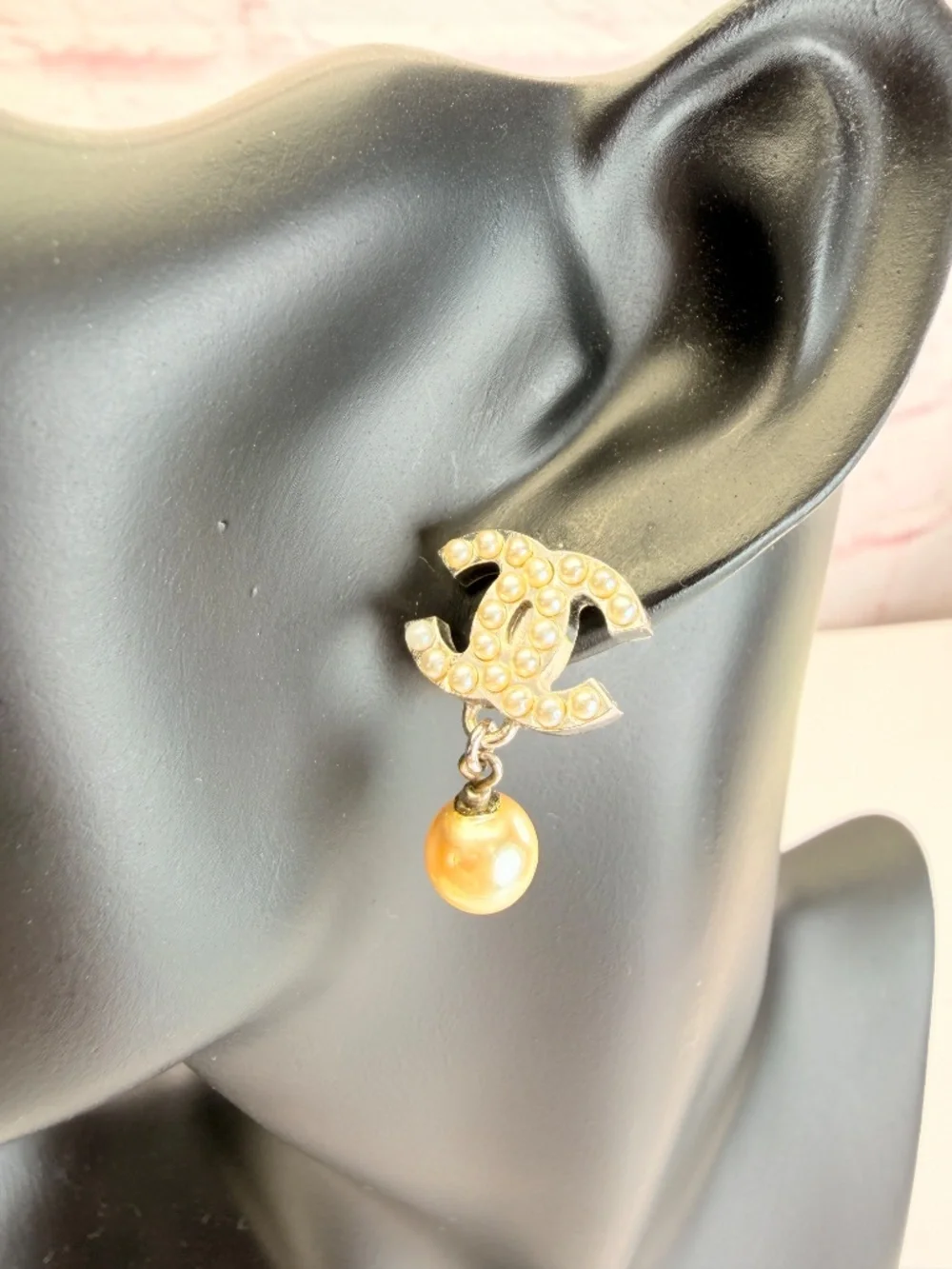 Chanel Pearl CC Drop Earrings
